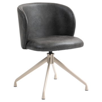 Ava | Hotel Stuhl | Schwarz | Leder | Drehfuß | Gestell Weiß