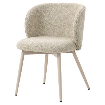 Ava | Hotellstol | Beige | Teddystoff | Hvit ramme