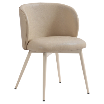 Ava | Hotelstol | Beige | Læder | Hvidt stel