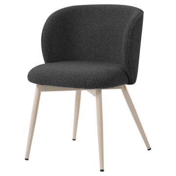 Ava | Silla de hotel | Gris oscuro | Tela Teddy | Estructura blanca