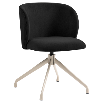 Ava | Silla de hotel | Negra | Terciopelo | Base giratoria | Estructura blanca