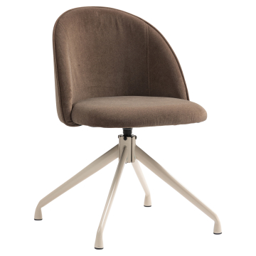 Hailey | Hotel Chair | Brown | Velvet | Swivel Base | White Frame