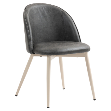 Hailey | Hotellstol | Svart | Lær | Hvit ramme