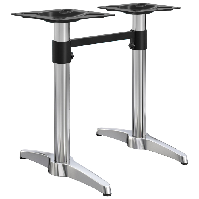 BARCELONA | Bistro Doppel Stehtischgestell | Höhe: 111 cm | 2 Fuß: 60 x 9 cm | Silber Alu | + Verbinder