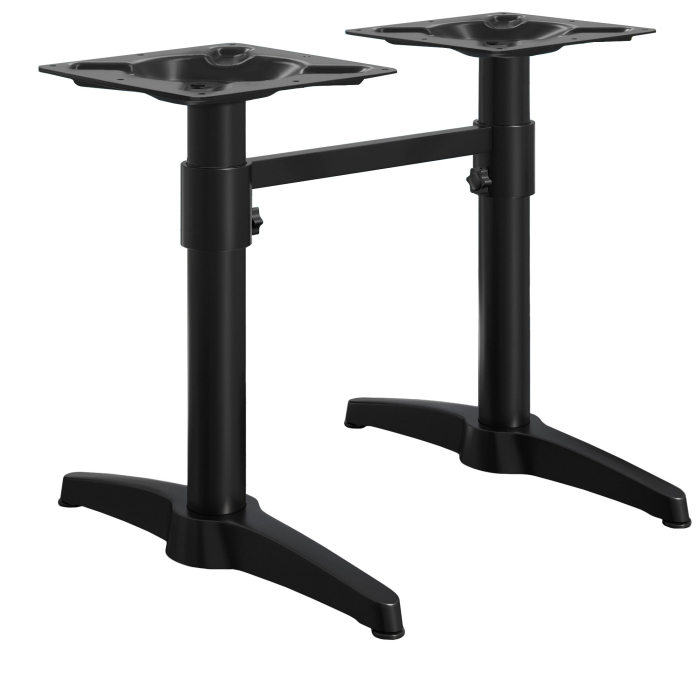 BARCELONA | Base de mesa con doble columna para restaurante | Höhe: 76 cm | 2 Fuß: 60 x 9 cm | Schwarz | + Verbinder + Zusatzgewicht
