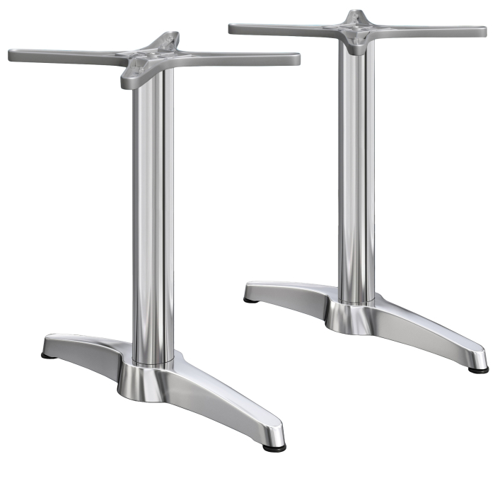 BARCELONA | Bistro Doppel Tischgestell | Höhe: 76 cm | 2 Fuß: 60 x 9 cm | Silber Alu