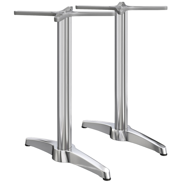 BARCELONA | Bistro Doppel Stehtischgestell | Höhe: 109 cm | 2 Fuß: 60 x 9 cm | Silber Alu