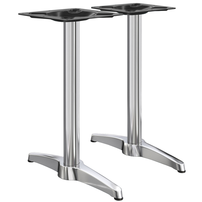 BARCELONA | Base doppia per tavolo da bar | Alu | 2 piedi: 60 x 9 cm | Colonna 6 x 109 cm