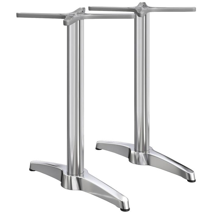 BARCELONA | Double Column Bar Table Base | Aluminium | 2 foot: 60 x 9 cm | Column 6 x 109 cm | Additional weight