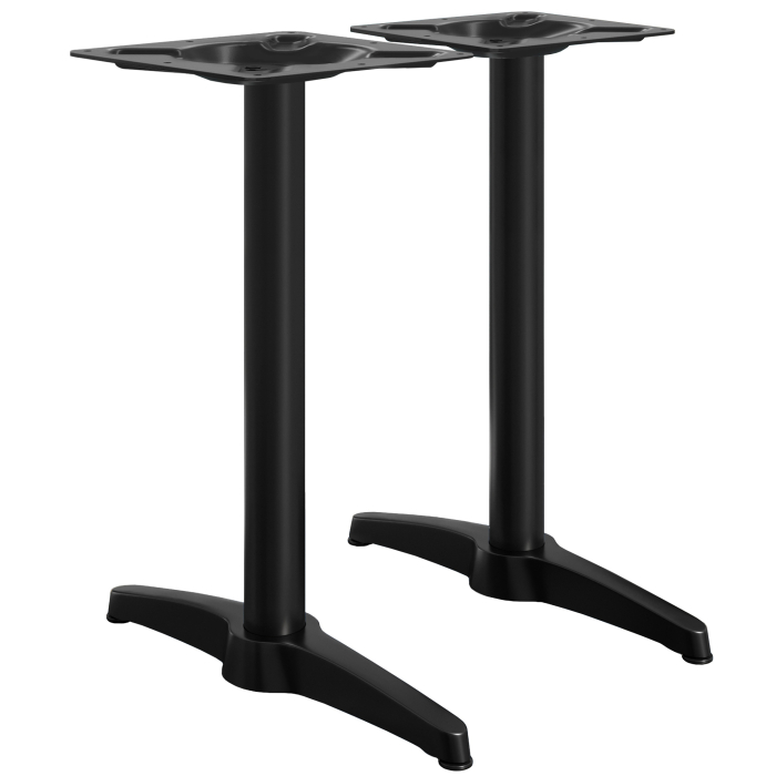 BARCELONA | Double Column Bar Table Base | Aluminium black | 2 foot: 60 x 9 cm | Column 6 x 109 cm | Additional weight