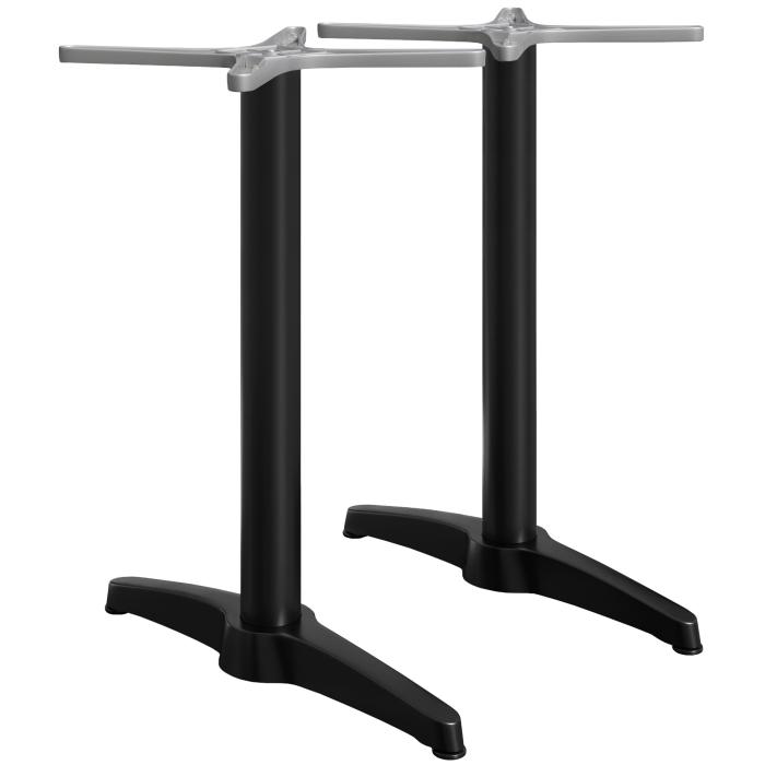 BARCELONA | Double Column Bar Table Base | Aluminium black | 2 foot: 60 x 9 cm | Column 6 x 109 cm | Additional weight