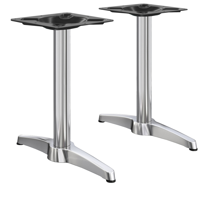 BARCELONA | Bistro Doppel Tischgestell | Höhe: 78 cm | 2 Fuß: 60 x 9 cm | Silber Alu | Zusatzgewicht
