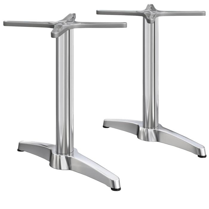 BARCELONA | Bistro double table frame | Height: 76 cm | 2 legs: 60 x 9 cm | Silver aluminium | Additional weight