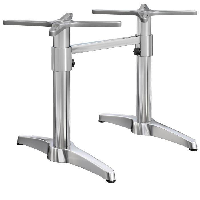 BARCELONA | Bistro double table frame | height: 76 cm | 2 legs: 60 x 9 cm | silver aluminium | + connector