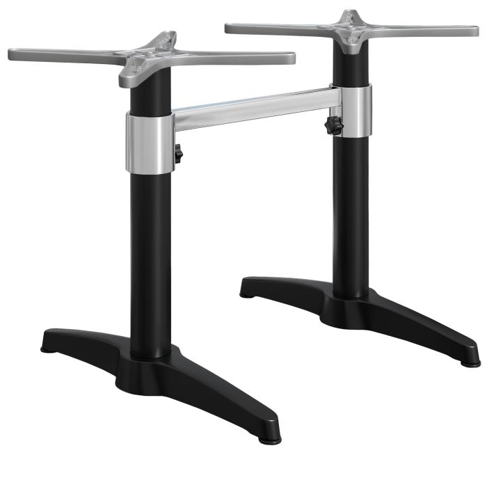 BARCELONA | Double Column Restaurant Table Base | Höhe: 76 cm | 2 Fuß: 60 x 9 cm | Schwarz | + Verbinder