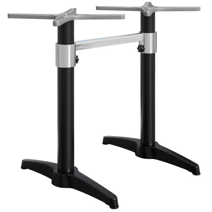 BARCELONA | Dubbel bordsfot till barbord | Höhe: 109 cm | 2 Fuß: 60 x 9 cm | Schwarz | + Verbinder + Zusatzgewicht