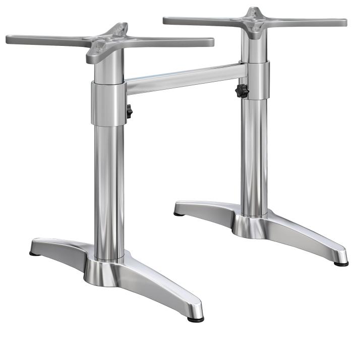 BARCELONA | Bistro double table frame | height: 76 cm | 2 legs: 60 x 9 cm | silver aluminium | + connector + additional weight