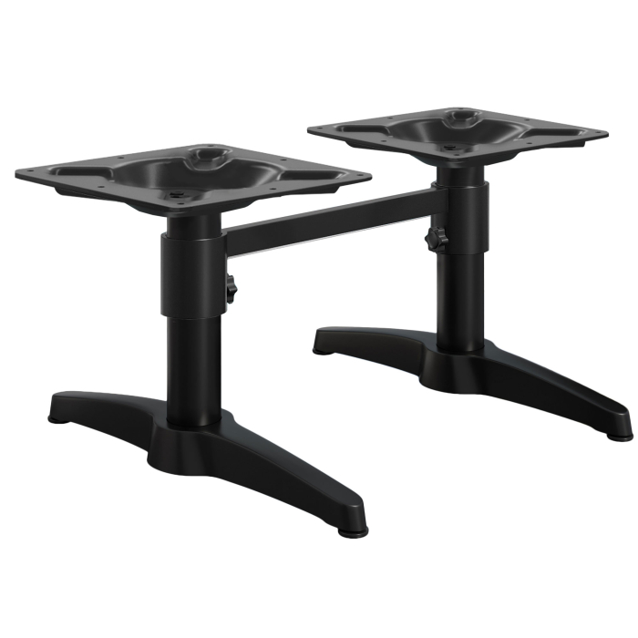 BARCELONA | Base de mesa baja con doble columna | Höhe: 40 cm | 2 Fuß: 60 x 9 cm | Schwarz | + Verbinder + Zusatzgewicht