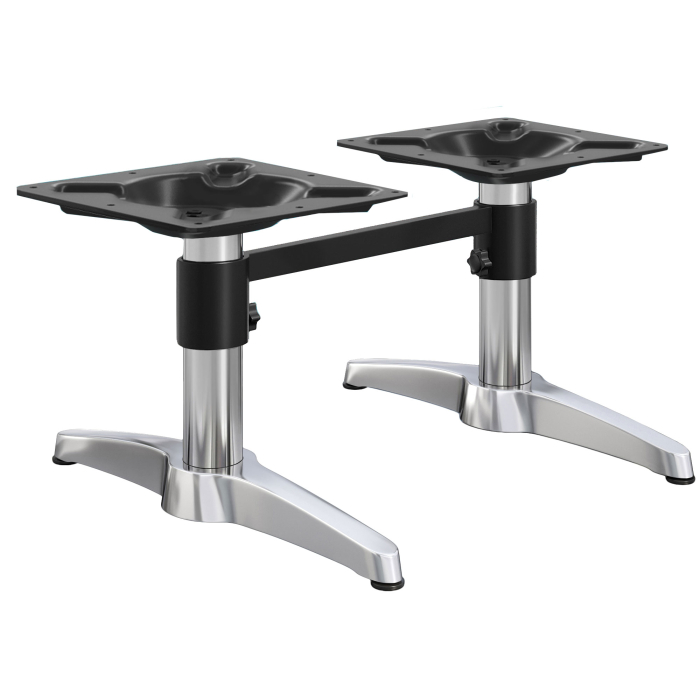 BARCELONA | Bistro Lounge double table frame | height: 40 cm | 2 legs: 60 x 9 cm | silver aluminium | + connector + additional weight