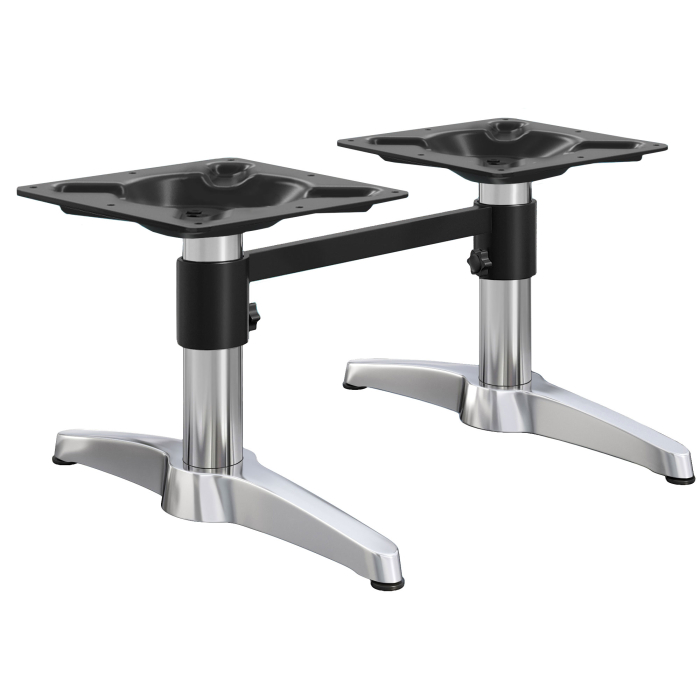 BARCELONA | Bistro Lounge double table frame | height: 40 cm | 2 legs: 60 x 9 cm | silver aluminium | + connector