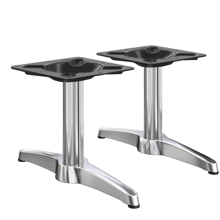 BARCELONA | Bistro Lounge-bordstel | Højde: 40 cm | 2 ben: 60 x 9 cm | Sølvfarvet aluminium