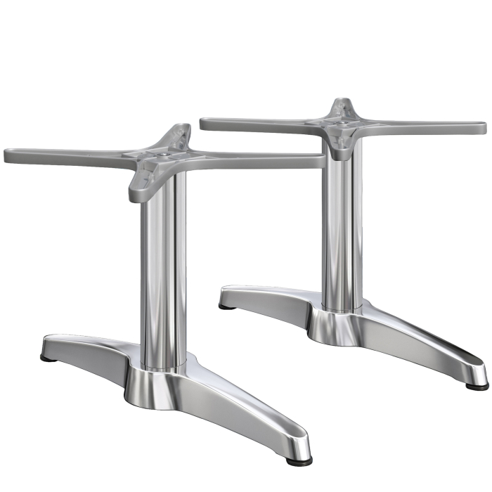BARCELONA | Bistro Lounge Tischgestell | Höhe: 40 cm | 2 Fuß: 60 x 9 cm | Silber Alu | Zusatzgewicht