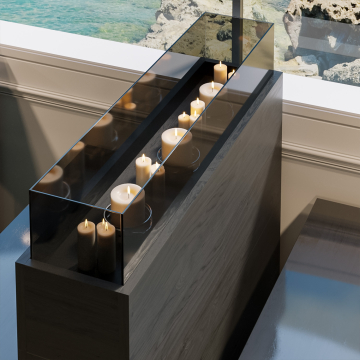 BALI | Bistro Raumtrenner | L120xH75cm | Windlicht Säule