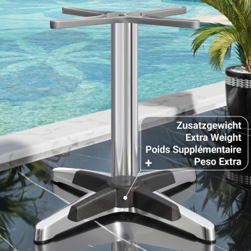 BARCELONA | Base de mesa para restaurante | Altura: 76 cm | Base: Ø 66 cm | Aluminio plateado | Peso adicional