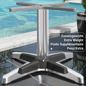 BARCELONA | Base per tavolo da lounge | Altezza: 40 cm | Base: Ø 66 cm | Alluminio argento | Peso aggiuntivo