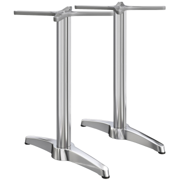 BARCELONA | Bistro Doppel Stehtischgestell | Höhe: 109 cm | 2 Fuß: 60 x 9 cm | Silber Alu