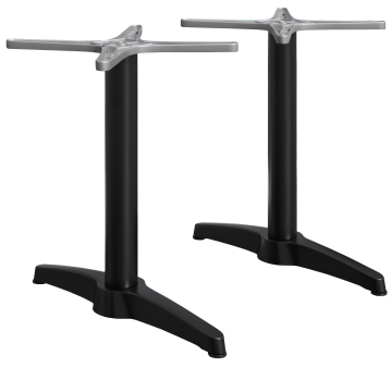 BARCELONA | Bistro Doppel Tischgestell | Höhe: 76 cm | 2 Fuß: 60 x 9 cm | Schwarz | Zusatzgewicht