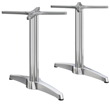 BARCELONA | Bistro Doppel Tischgestell | Höhe: 76 cm | 2 Fuß: 60 x 9 cm | Silber Alu | Zusatzgewicht