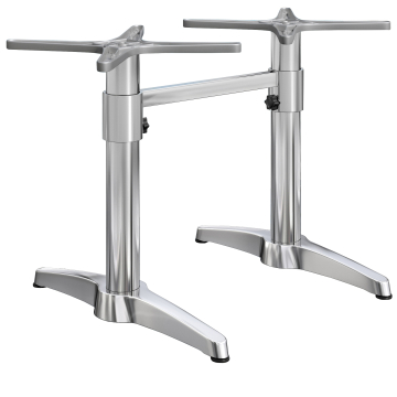 BARCELONA | Bistro dubbel tafelframe | hoogte: 76 cm | 2 poten: 60 x 9 cm | zilver aluminium | + connector + extra gewicht