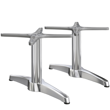 BARCELONA | Bistro Lounge-bordstel | Højde: 40 cm | 2 ben: 60 x 9 cm | Sølvfarvet aluminium | Ekstra vægt
