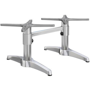 BARCELONA | Bistro Lounge dubbel tafelframe | hoogte: 40 cm | 2 poten: 60 x 9 cm | zilver aluminium | + koppelstuk + extra gewicht