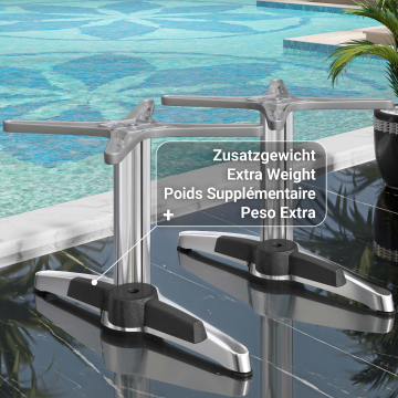 BARCELONA | Bistro Lounge tafelframe | Hoogte: 40 cm | 2 poten: 60 x 9 cm | Zilver aluminium | Extra gewicht