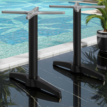 BARCELONA | Dobbel understell til bord | Svart aluminium | 2 fot: 60x9cm | Søyle: 6 x 76 cm