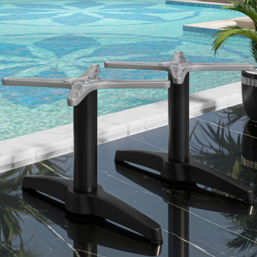 BARCELONA | Dobbel understell til salongbord | Svart aluminium | 2 fot: 60x9cm | Søyle: 6 x 40 cm