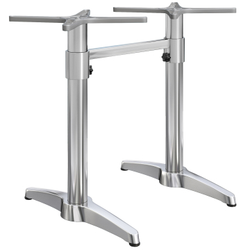 BARCELONA | Dubbele Kolom Bartafel Onderstel | Höhe: 109 cm | 2 Fuß: 60 x 9 cm | Silber Alu | + Verbinder + Zusatzgewicht
