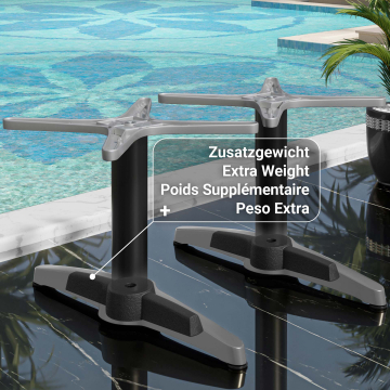 BARCELONA | Horeca Lounge Dubbele Kolom Tafelonderstel | Aluminium zwart | 2 voeten: 60x9cm | Kolom: 6 x 40 cm | Extra gewicht