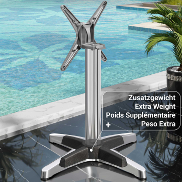 BARCELONA | Underrede till restaurangbord | Höjd: 76 cm | Bas: Ø 66 cm | Aluminium i silver | Vikbar