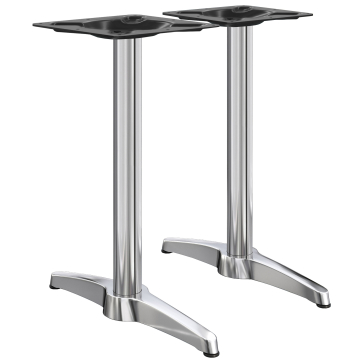 BARCELONA | Bistro Doppel Stehtischgestell | Gesamthöhe: 111 cm | 2 Fuß: 60 x 9 cm | Silber Alu