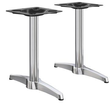 BARCELONA | Bistro Doppel Tischgestell | Höhe: 78 cm | 2 Fuß: 60 x 9 cm | Silber Alu | Zusatzgewicht