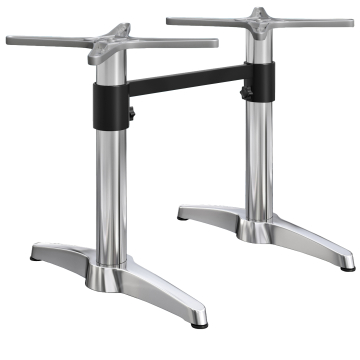 BARCELONA | Bistro double table frame | height: 76 cm | 2 legs: 60 x 9 cm | silver aluminium | + connector