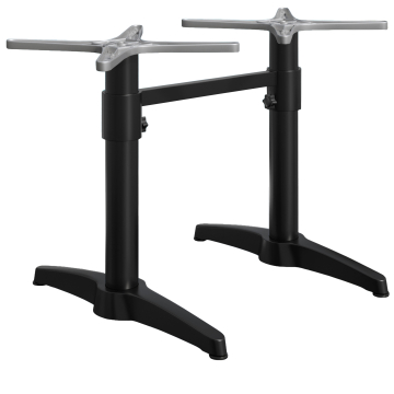 BARCELONA | Bistro Doppel Tischgestell | Höhe: 76 cm | 2 Fuß: 60 x 9 cm | Schwarz | + Verbinder