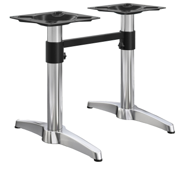 BARCELONA | Bistro Doppel Tischgestell | Höhe: 78cm | 2 Fuß: 60 x 9 cm | Silber Alu | + Verbinder +