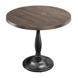 BD | Table de bistrot | Ø 70 x 75,5 cm | Rond | Bord en inox | Light Wenge / Noir
