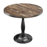 BD | Table de bistrot | Ø 70 x 75,5 cm | Rond | Bord en acier inoxydable | Vintage ancien / Noir