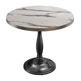 BD | Table de Bistro | Ø 70 x 75,5 cm | Rond | Bord en acier inoxydable | Marbre blanc / Noir