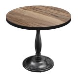 BD | Table de bistrot | Ø 80 x 75,5 cm | Ronde | Bord noir | Sheesham / Noir